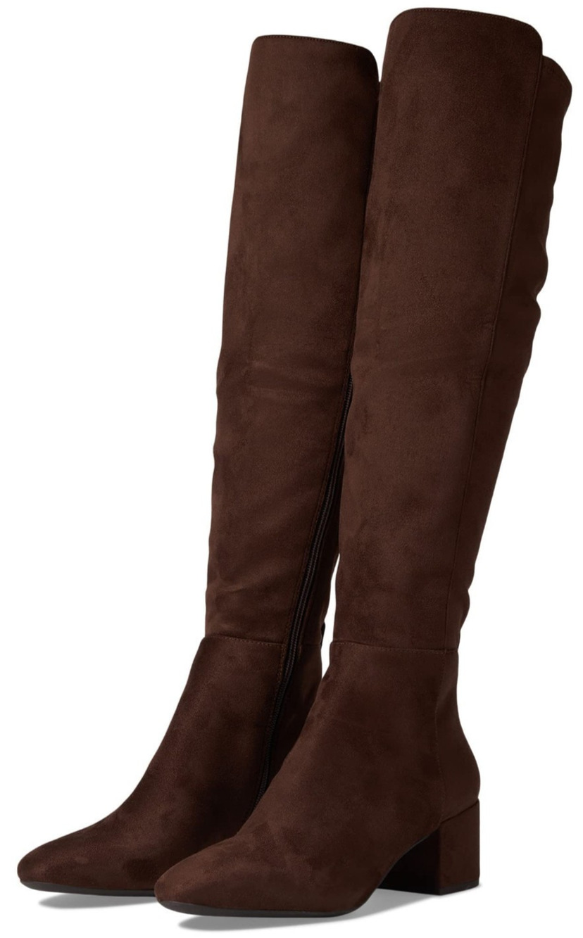 MICHAEL Michael Kors Women's Braden Block Heel Tall Boots Suede Mocha Size 10 M